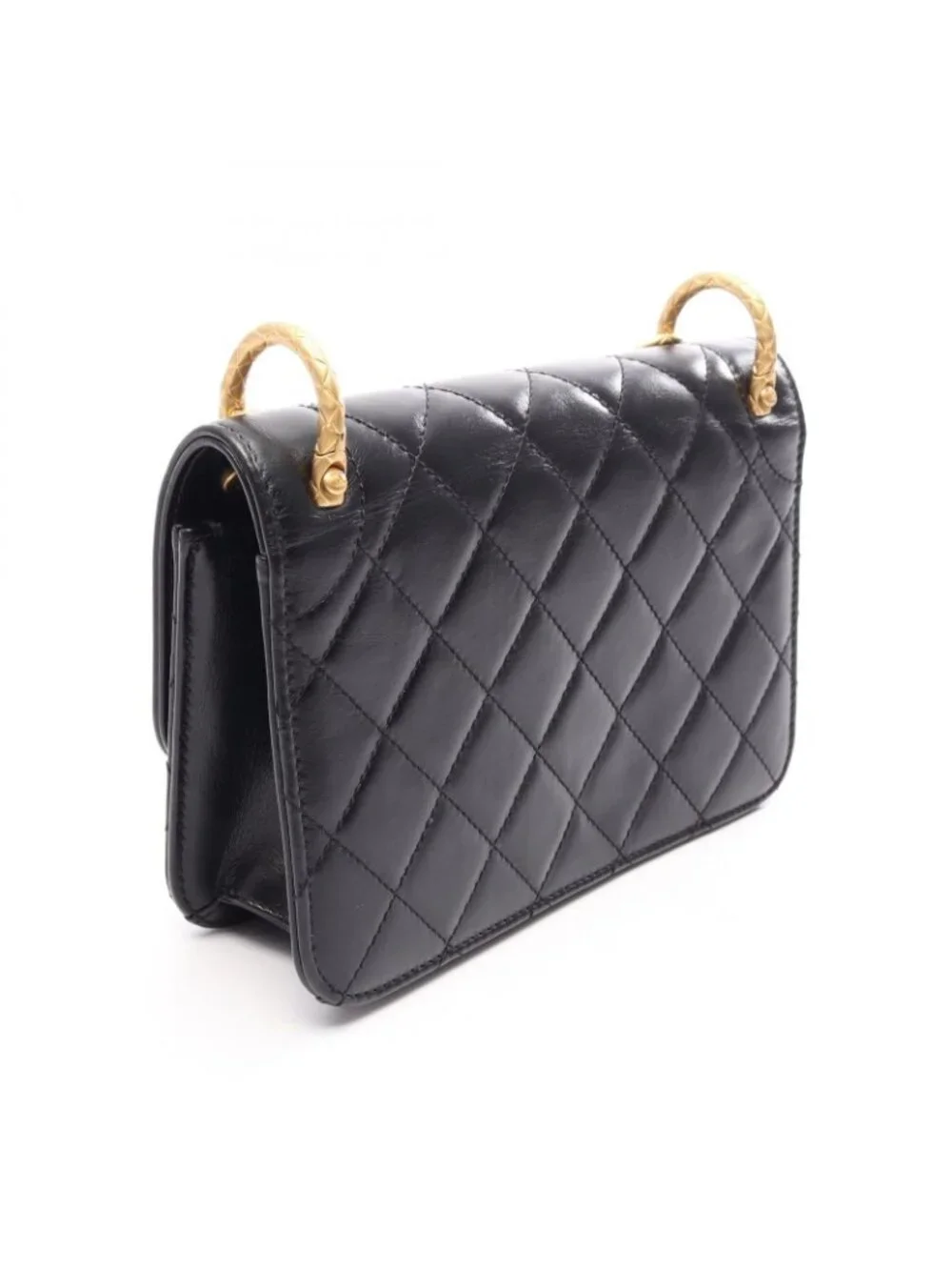 Chanel Shoulder Bag Quilted Small Flap Black Leather Chain